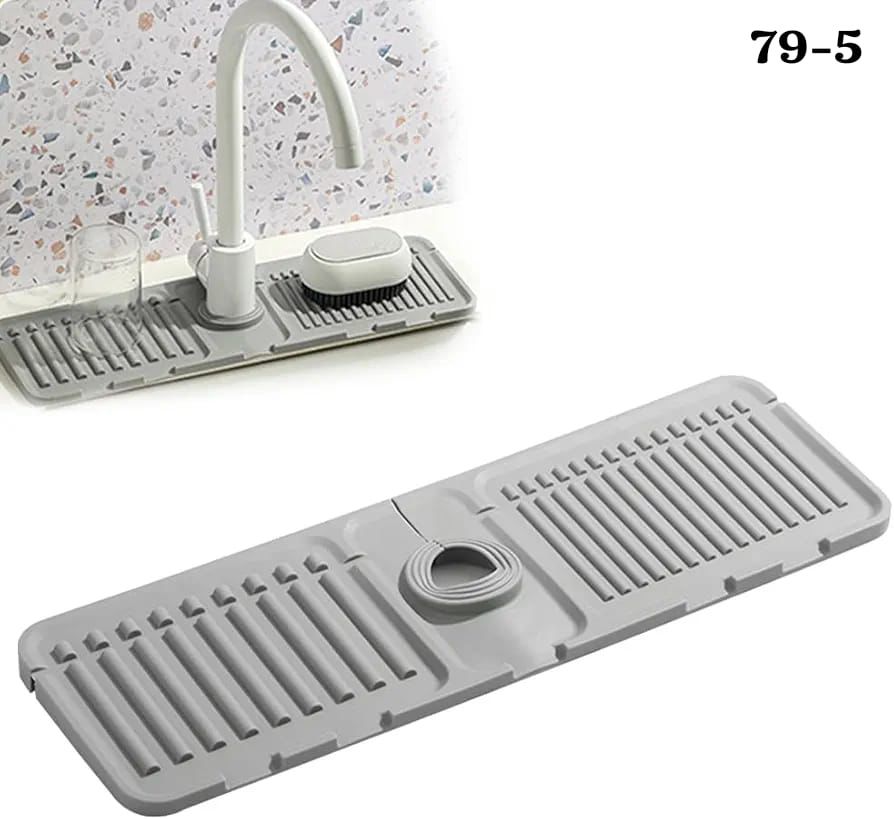 قطعة السيليكون السحرية لتصريف المياه وتنظيم الحوض – باللون الرمادي